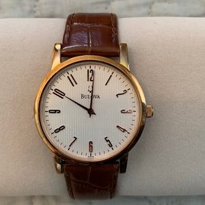 Bulova watch with leather strap